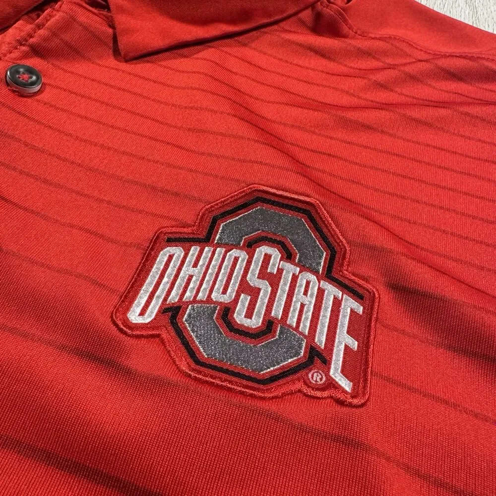 Ohio State Buckeyes Nike Golf Polo Men’s XL Scarlet Logo Dri Fit Performance EUC